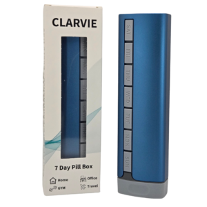 clarvie 7 day pill organizer – premium weekly pill box (blue)