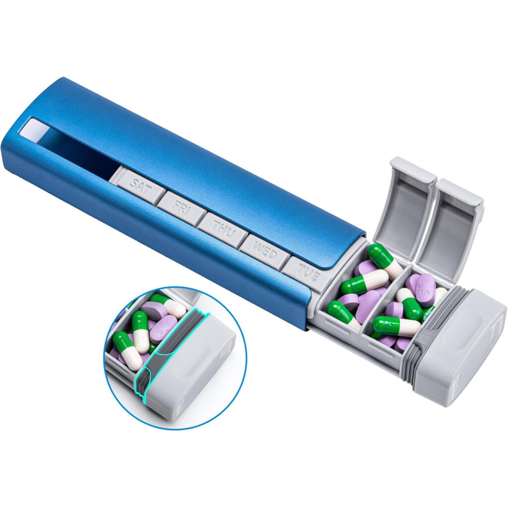 clarvie 7 day pill organizer – premium weekly pill box (blue)