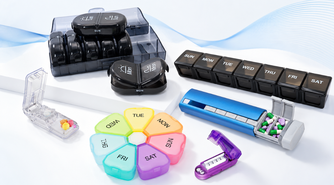 Clarvie Store large to medium size pill organizers and travel pill cases for daily vitamins supplements and medication