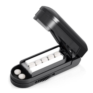 clarvie multiple pill cutter, pill splitter for small or large pills – multi tablet slicer with stainless steel cutting blade (black)