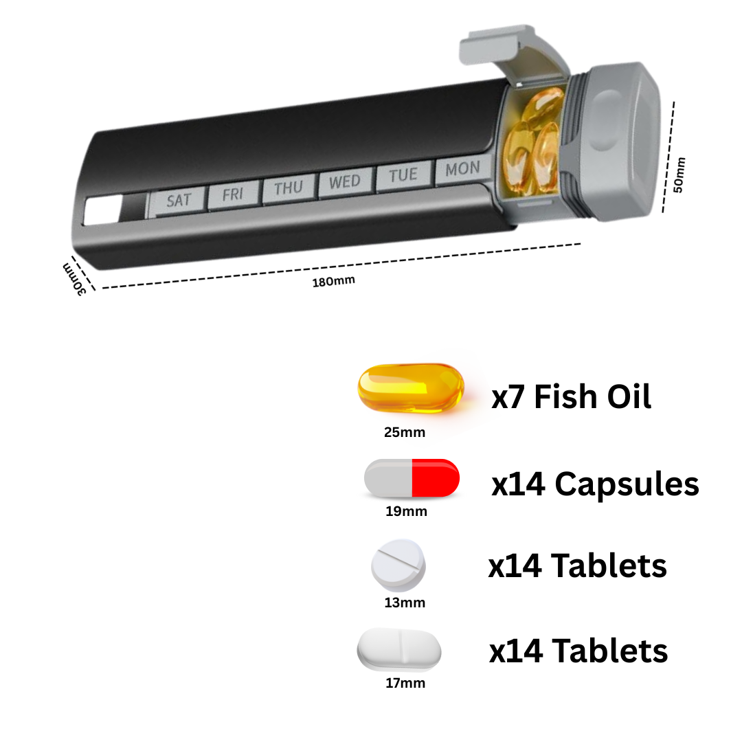 clarvie 7 day pill organizer – premium weekly pill box (black) clarvie 7 day pill organizer – premium weekly pill box (black)