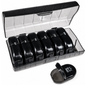 clarvie pill organizer day night, am pm, weekly pill box 2 times a day with separate compartments, easy removable pods, pill case for home, office, gym & travel vitamins, medicine & supplements (black)