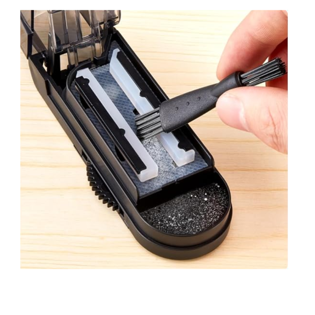 cleaning pill cutter with small brush to remove tablet powder